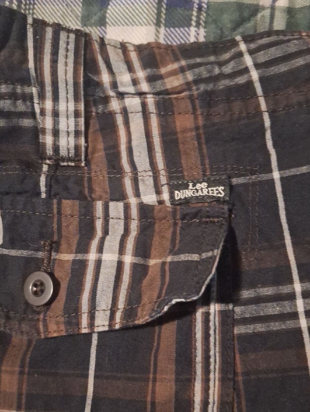 Men's Brown & Black Plaid Short Lee Dungarees Size 42